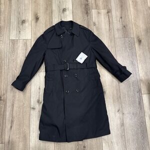 Defense Logistics Coat Mens 42L Black Army Trench Military Garrison Overcoat